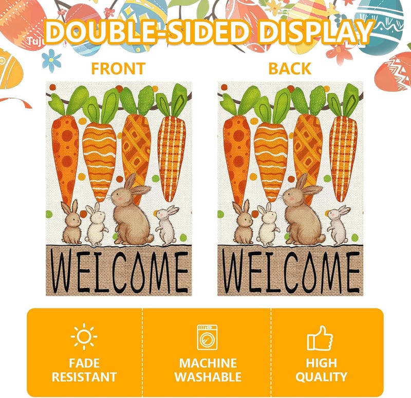 Agroon Easter Garden Flag 12x18 Inch, Double Sided Carrots Bunny Flag for Yard Outdoor Decoration - Image 4